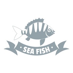 Sea fish logo, simple gray style