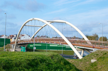 Footbridge over highway of Tricity known as Tricity Beltway (Polish: Obwodnica Trojmiasta) near Karczemki crossroads.