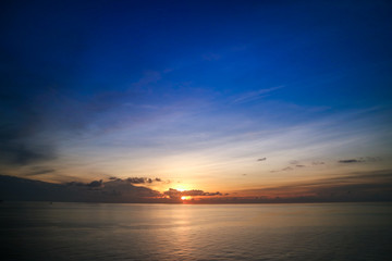 Colorful sunrise in gulf of Thailand