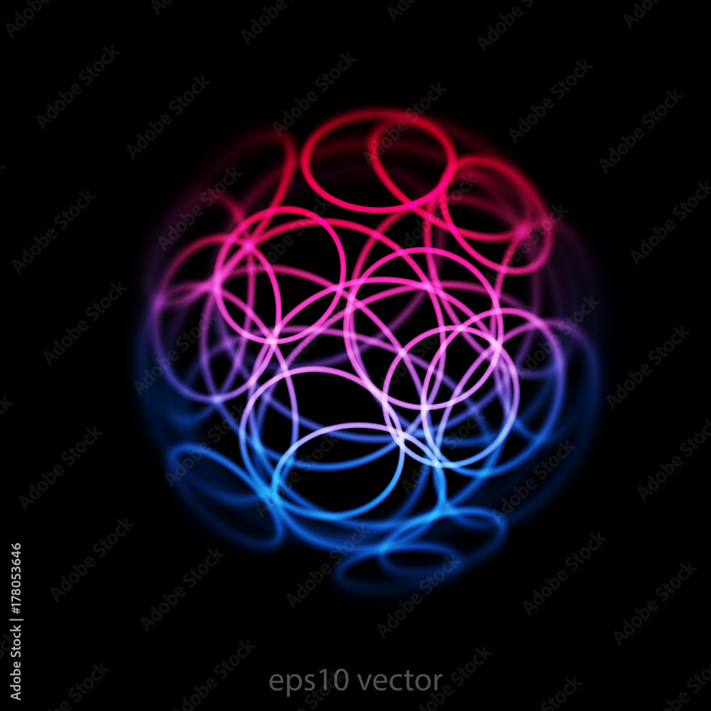 Aufkleber abstract digital technology and information background. futuristic bright circles on a dark space ba