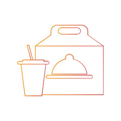 takeout box and soda fast food icon image vector illustration design