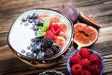 Delicious blueberry and fig yoghurt