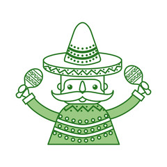 mexican man with maracas and traditional costume