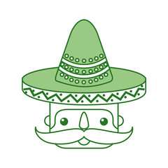 mexican man face with hat and mustache portrait