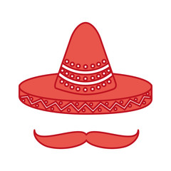 mexican hat and mustache culture symbol