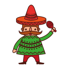 mexican man with maraca and traditional costume