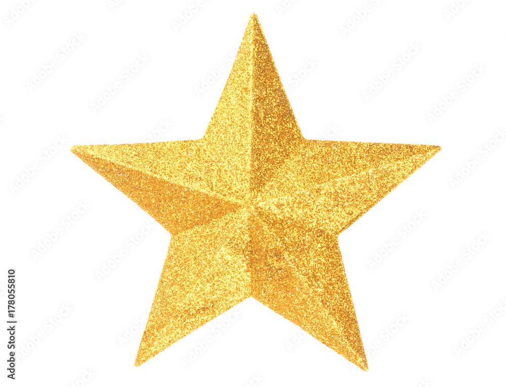 Wall mural gold christmas star on white