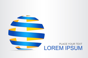 Logo stylized spherical surface with abstract shapes
