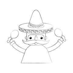 mexican man with maracas and traditional costume