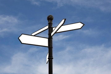 Blank road sign with copy space on sky background - 5 signs