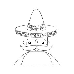 funny mexican man with hat and mustache cartoon