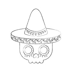 skull in hat day of the dead mexican celebration