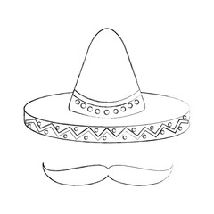 mexican hat and mustache culture symbol