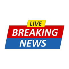Breaking News Logo, Live Banner.TV news, Mass media design.