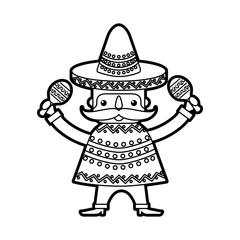 mexican man with maracas and traditional costume