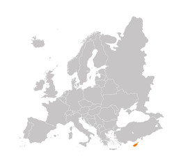 Fototapeta na wymiar Territory of Cyprus on Europe map on a white background