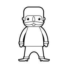 mexican man with mustache cartoon standing character