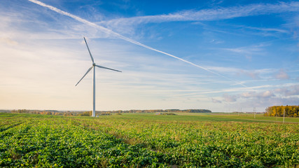 The wind turbine on the field in Belarus