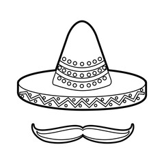 mexican hat and mustache culture symbol