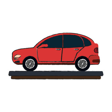 red parked car sideview icon image vector illustration design
