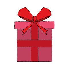 gift box with ribbon bow and heart valentines day related icon image vector illustration design