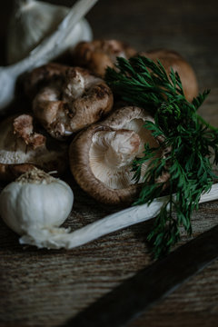 Shiitake mushrooms. 
