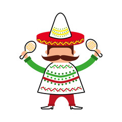mexican man with maracas and traditional costume