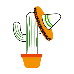 potted cactus and mexican hat decoration