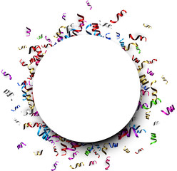 Round holiday background with colorful serpentine.