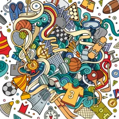 Fotobehang Cartoon cute doodles hand drawn Sport illustration © balabolka