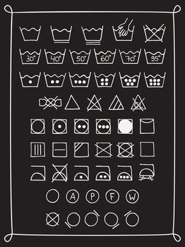 Doodle laundry symbols.