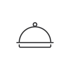 Hotel restaurant food tray line icon, outline vector sign, linear style pictogram isolated on white. Dome Food Cover Symbol, logo illustration. Editable stroke