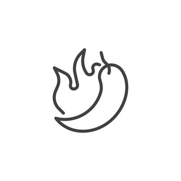 Hot chili pepper line icon, outline vector sign, linear style pictogram isolated on white. Symbol, logo illustration. Editable stroke
