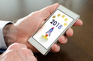 New year 2018 concept on a smartphone