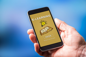 E-learning concept on a smartphone