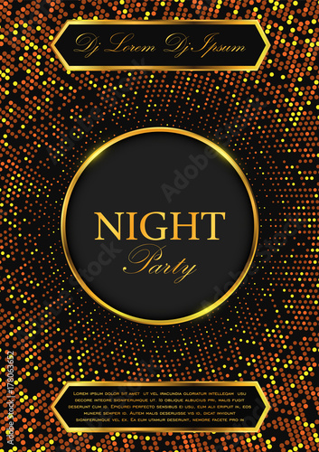 luxury night party flyer gold and black vector background stock