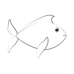 fish sideview icon image vector illustration design black and white