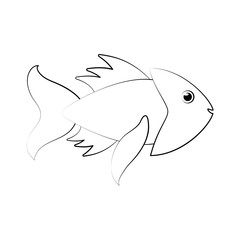 fish sideview icon image vector illustration design black and white