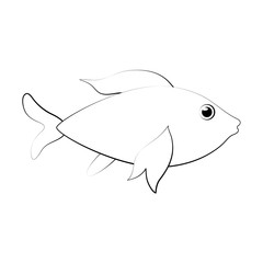 fish sideview icon image vector illustration design black and white