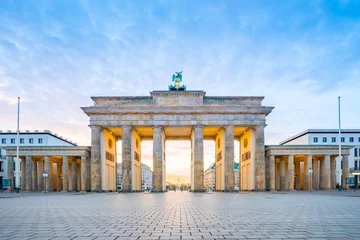 Gordijnen Sunrise at Berlin city with Brandenburg gate in Berlin, Germany © orpheus26