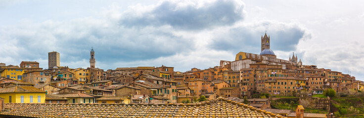 Fototapeta na wymiar Panorama view of Siena city skyline in Tuscany, Italy
