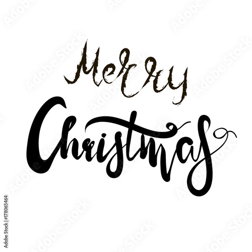 &quot;Merry Christmas and Happy New Year. Christmas greeting card with calligraphy. Handwritten