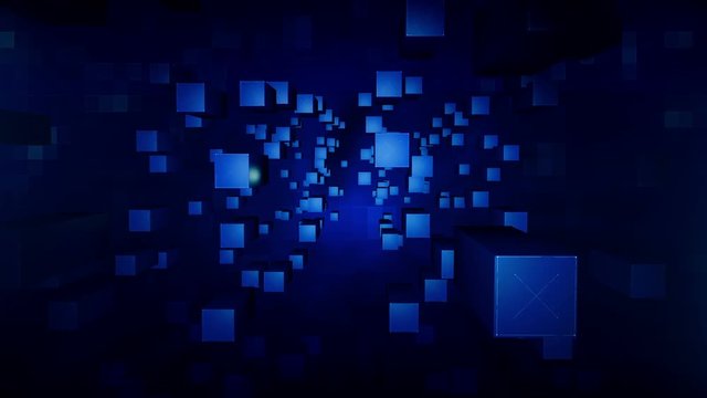 Cubes Looping Blue Background.Broadcast News intro and screensaver.Good for Titles background.Perfect opener.Combine with your video dark scary atmosphere and flying rectangular cubes.Type 1