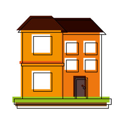 family home or two story house icon image vector illustration design 