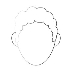 man curly hair avatar head icon image vector illustration design  black sketch line