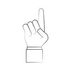 hand with index finger up icon image vector illustration design  black sketch line