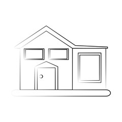 family home or one story house icon image vector illustration design  black sketch line