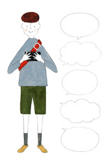 スマホでゲームをする男子