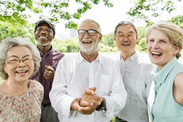 Group of Senior Retirement Friends Happiness Concept - obrazy, fototapety, plakaty
