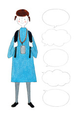 スマホを首にかける女子